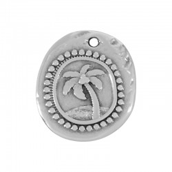Colgante de Metal Zamak Redondo con Palmera 24x27mm