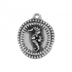 Colgante de Metal Zamak Redondo Caballo de Mar 24mm