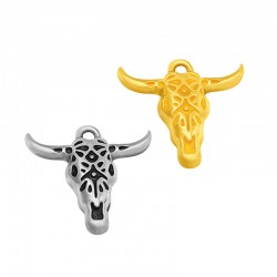 Colgante de Metal Zamak Cabeza de Toro 25x22mm