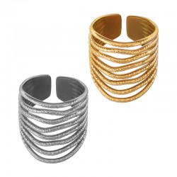 Anillo de Acero Inoxidable 304 con Líneas  26x20mm