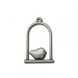 Colgante de Metal Zamak Jaula con Pájaro 30x20mm