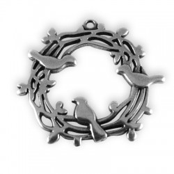 Colgante de Metal Zamak Guirnalda Nido con Pájaros 41x38mm