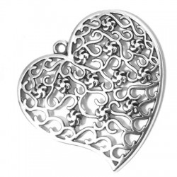 Colgante de Metal Zamak Corazón con Flores 74mm