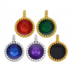 Colgante de Metal Zamak Esmaltado Redondo ~8mm/2.8mm