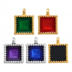 Colgante de Metal Zamak Esmaltado Cuadrado ~8mm/2.8mm
