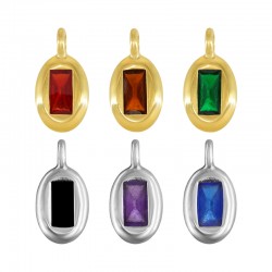 Colgante de Metal Zamak Esmaltado Oval ~11x9mm/3.8mm