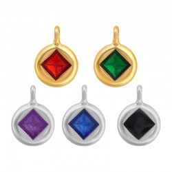 Colgante de Metal Zamak Esmaltado Redondo ~10mm/3.8mm