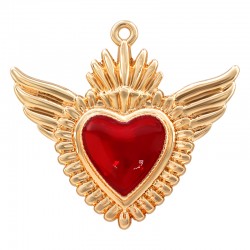 Colgante de Metal Zamak Corazon con Alas Esmaltado 39x36mm
