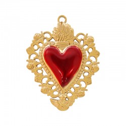 Colgante de Acero Inoxidable 304 Corazon Esmaltado 31x40mm