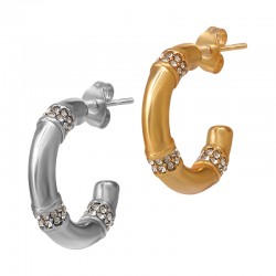 Pendiente Aro de Acero Inoxidable 304 con Strass 17.5x21.2x4.4mm