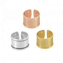 Anillo ECO de Metal Latón Ajustable con Base para Cordón Plano 10mm