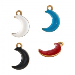 Colgante de Acero Inoxidable 304 Luna con Esmalte 5.6x9mm/1.7mm
