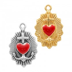 Colgante de Metal Zamak Escudo con Corazón 14x22mm