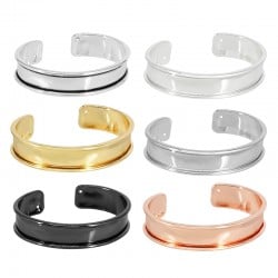 Pulsera de Metal Latón Ajustable 14,5x66mm con Base para Cordón Plano 10mm