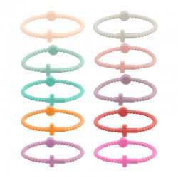 Pulsera Tipo Brazalete de Goma con Cruz 175/4 mm (5 Unidades/Juego)