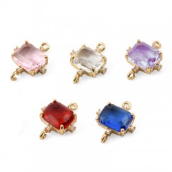 Conector de Vidrio Rectangular Engarzado en Laton 8x10mm