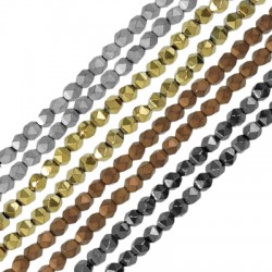 Entrepieza de Hematite Bola Corte con Diamente 4mm (~100unid/tira)