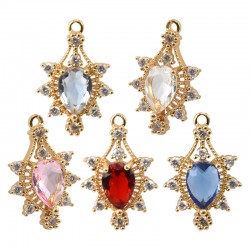 Colgante de Gota de Vidrio Engarzado en Base de Laton 16x22mm