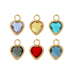 Colgante de Metal Latón Corazón con Cristal 6,5mm