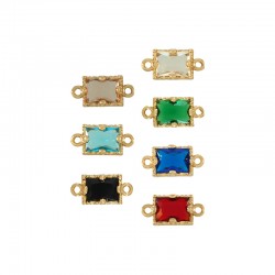 Conector de Metal Latón con Cristal Rectangular 6x9mm