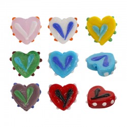 Entrepieza de Murano Style Corazón 17x14mm/6mm Ø1.5mm