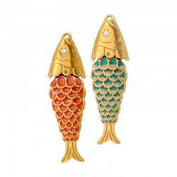 Colgante de Acero Inoxidable 304 Pez con Esmalte 14.8x50mm/5.5mm