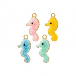 Colgante de Acero Inoxidable 304 Caballito de Mar con Esmalte 7x14mm/1.7mm