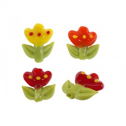 Entrepieza de Murano Style Tulipán ~19x20mm/5mm Ø1.3mm
