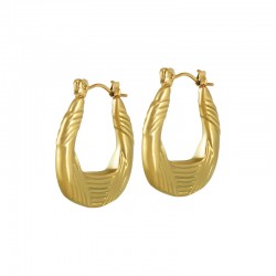 Pendiente de aro de Acero Inoxidable 304 con Líneas 23 x 20 Mm/4 mm