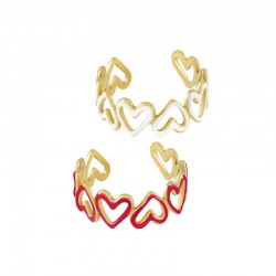 Anillo de Acero Inoxidable 304 Esmaltado con Corazones 20X8 mm