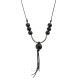 Necklace with Black Wooden Beads & Metal Silver Bar