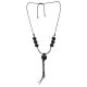 Necklace with Black Wooden Beads & Metal Silver Bar