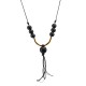 Necklace with Black Wooden Beads & Metal Gold Bar