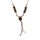 Necklace with Brown Wooden Beads & Metal Gold Bar