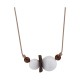Necklace with Twisted Cord and White Wooden Beads