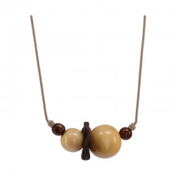 Necklace with Twisted Cord and Brown Wooden Beads