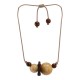 Necklace with Twisted Cord and Brown Wooden Beads