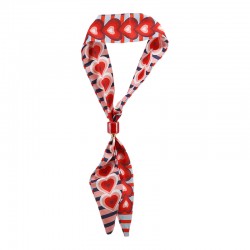 Modern Heart-Print Scarf Necklace with Ceramic Tube
