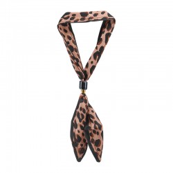 Modern Animal Print Scarf Necklace with Ceramic Tube