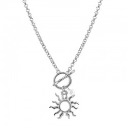 Silver Necklace with T-Bar Clasp & Sun Pendant
