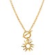 Collar de Oro con Cierre en T y Colgante de Sol
