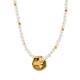 Necklace with Pearls & Gold Textured Disc