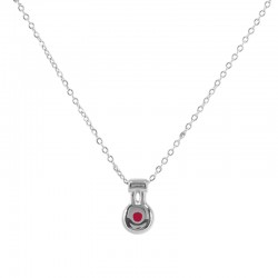 Minimal Necklace with Geometric Charm & Red Enamel