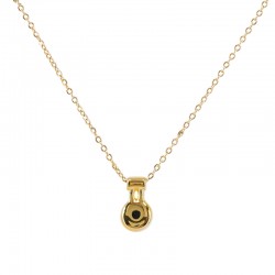 Minimal Necklace with Geometric Charm & Black Enamel