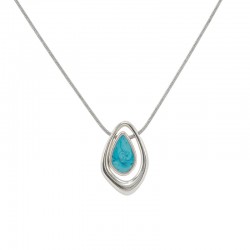 Silver Necklace with Asymmetric Drop & Turquoise Enamel