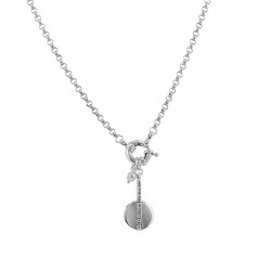 Collar de plata con colgante redondo con línea en relieve