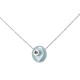 Necklace with Light Blue Ceramic Disc & Metal Rondelle