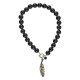 Retro Pop Necklace with Black Beads & Plexi Feather Pendant