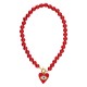 Retro Pop Necklace with Red Beads & Plexi Heart Pendant