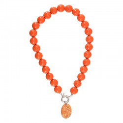 Retro Pop Necklace with Orange Beads & Plexi Sun Pendant